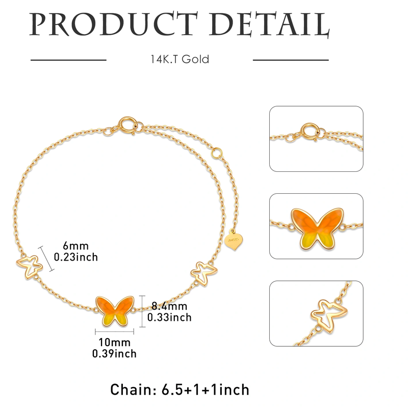 Platinum with White Gold Plated Butterfly Charm Bracelet-4