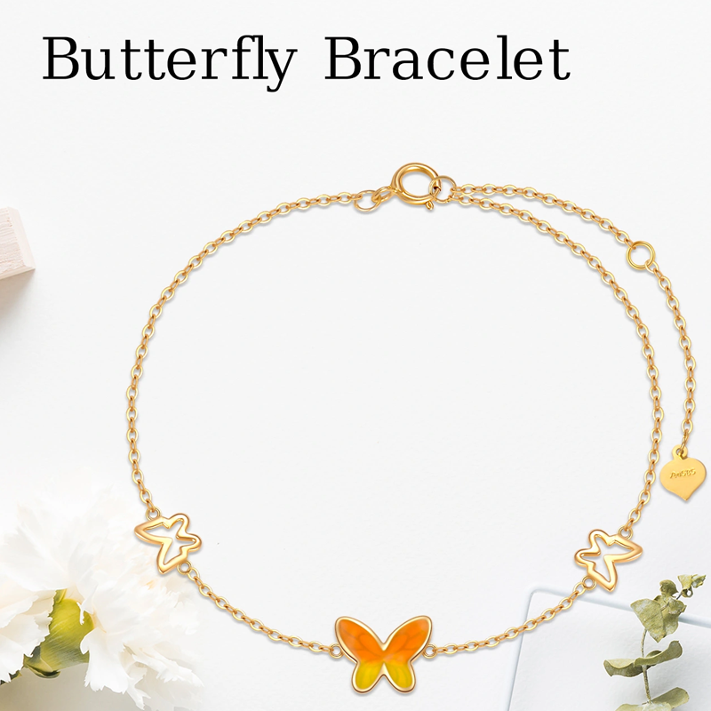 Platinum with White Gold Plated Butterfly Charm Bracelet-5