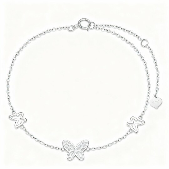 Pulsera con dije de mariposa de oro blanco de 10 quilates