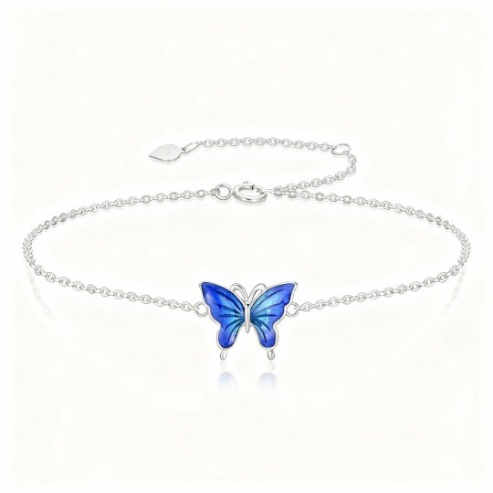 Pulsera con dije de mariposa de oro blanco de 10 quilates