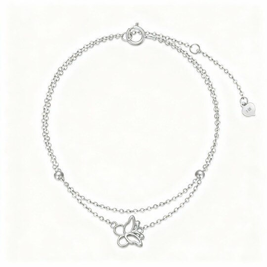 Pulsera con dije de mariposa de oro blanco de 10 quilates