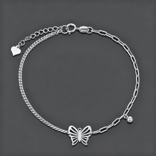 Pulsera con dije de mariposa de oro blanco de 10 quilates