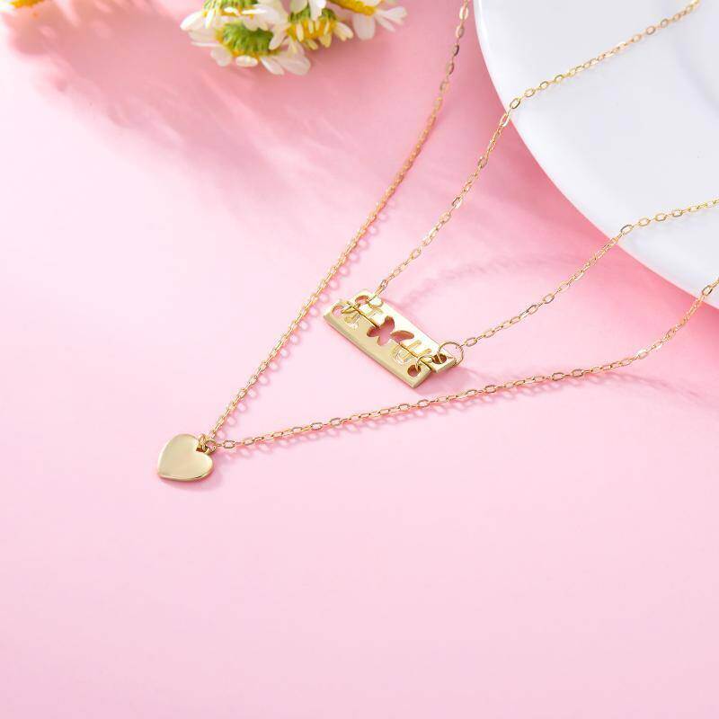 Collar de mariposa en capas de oro rosa de 10 quilates-4