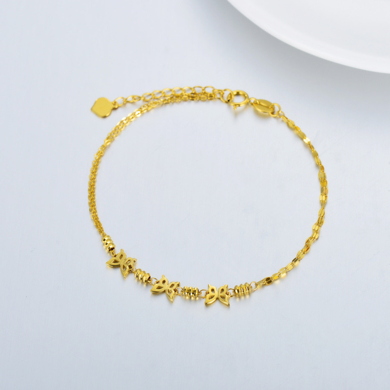 Bracelet papillon à plusieurs rangs en or 14 carats pour femme-3