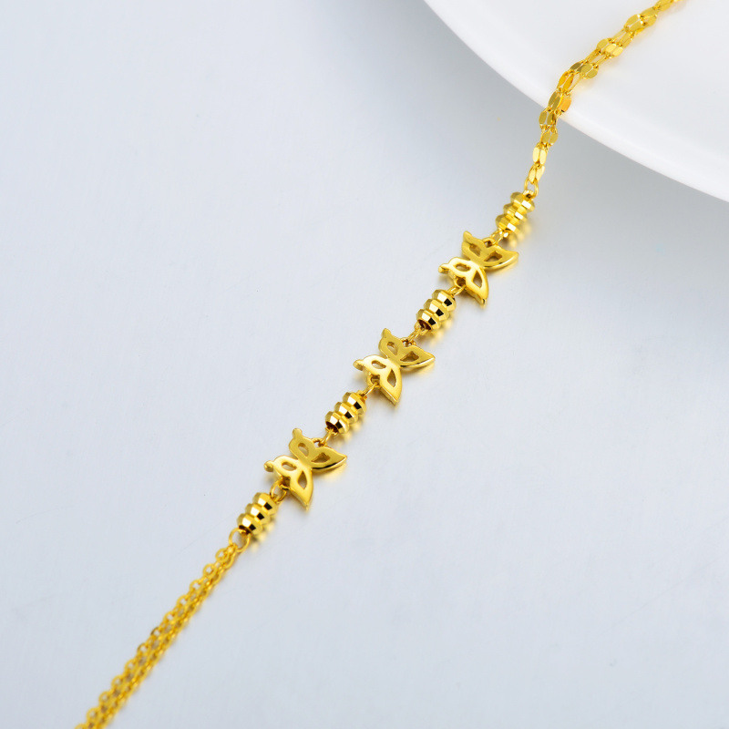 Bracelet papillon à plusieurs rangs en or 14 carats pour femme-4