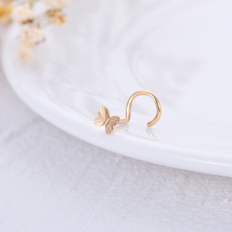 Platinum with White Gold Plated Butterfly Nose Ring-3