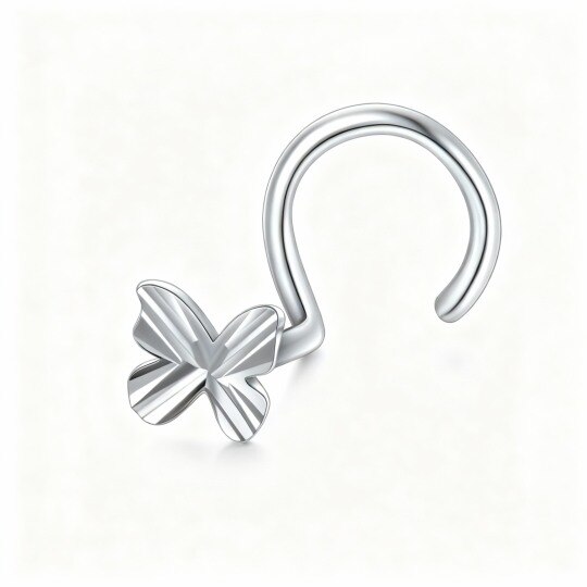 Anillo nasal de mariposa de oro blanco de 10 quilates