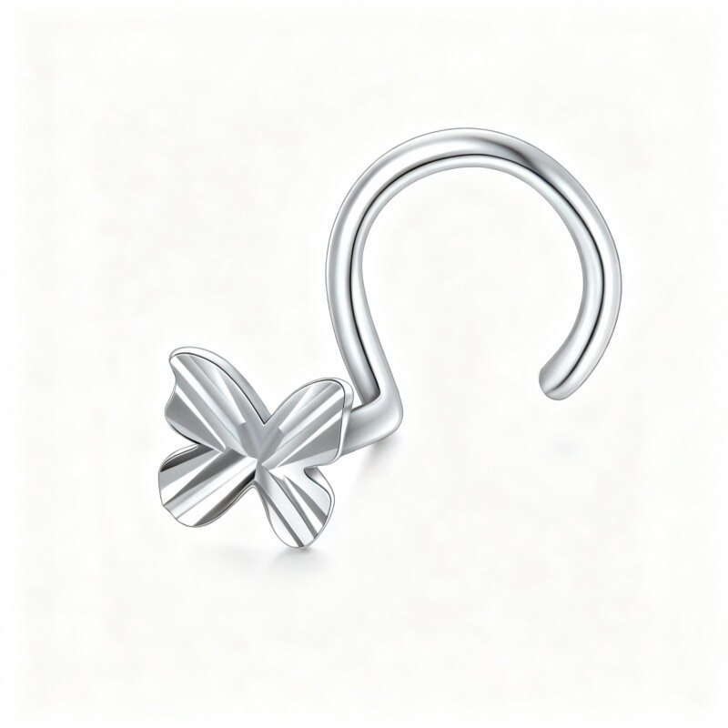 Platinum with White Gold Plated Butterfly Nose Ring-1