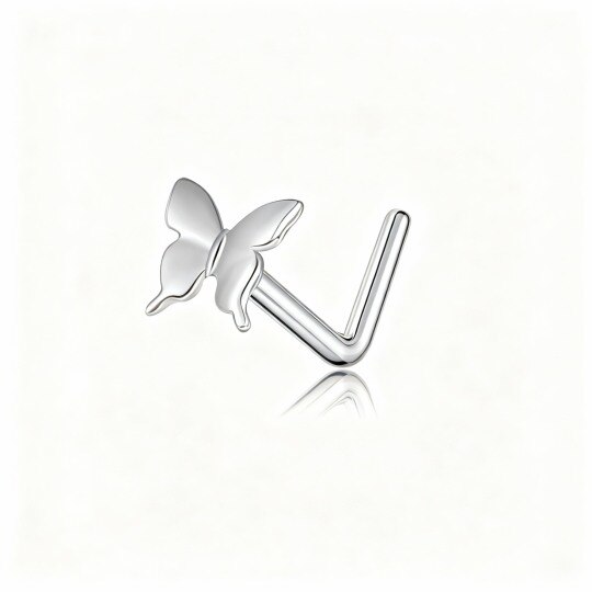 10K White Gold Butterfly Nose Ring