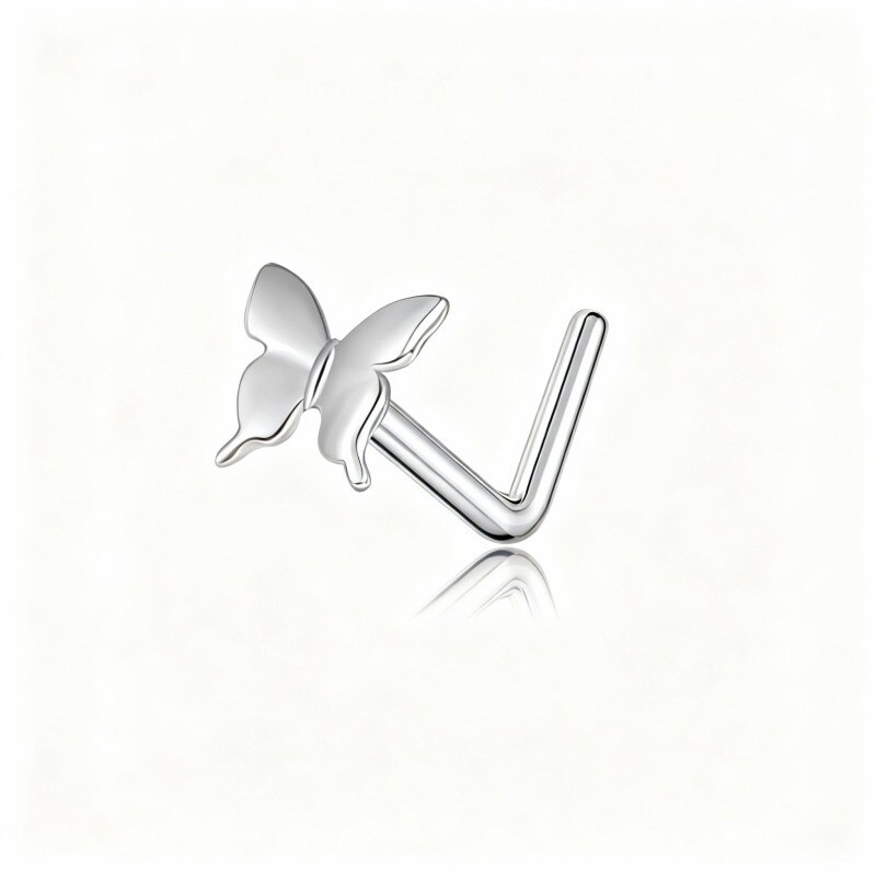 10K White Gold Butterfly Nose Ring-6