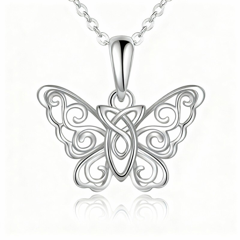 18K White Gold Butterfly Pendant Necklace-1