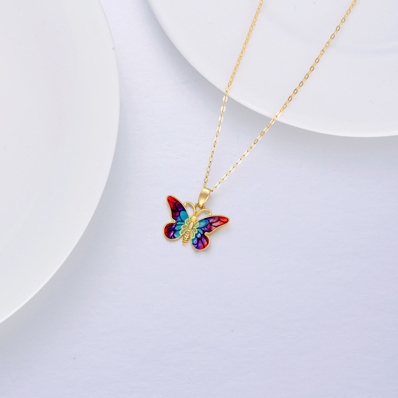 Halskette mit Schmetterlingsanhänger aus 10-karätigem Gold-4
