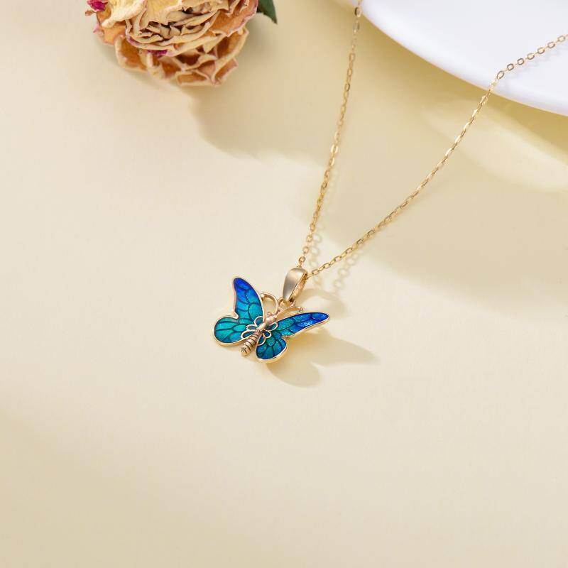 10K Rose Gold Butterfly Pendant Necklace-4