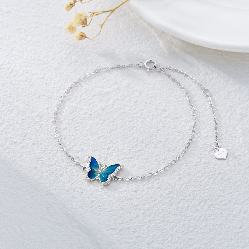 Chaîne de cheville papillon simple en or blanc 10 carats-4