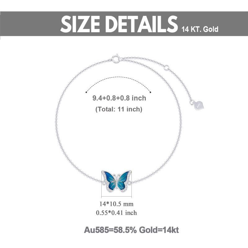 Chaîne de cheville papillon simple en or blanc 10 carats-5