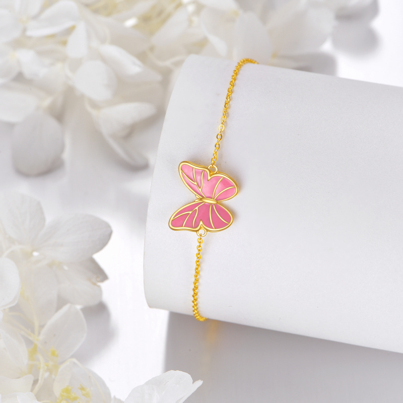 14K White Gold Butterfly Single Layer Charm Anklet-4