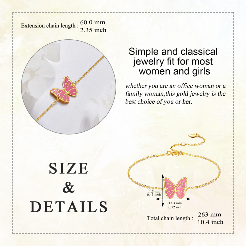 14K White Gold Butterfly Single Layer Charm Anklet-5