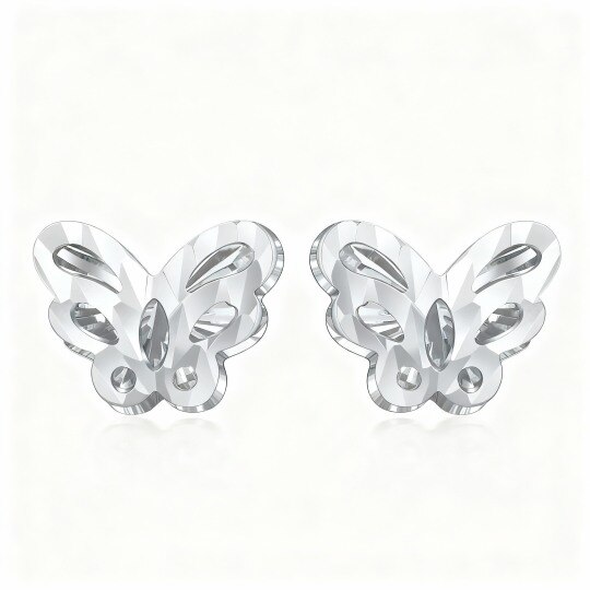 Brincos borboleta em ouro branco 10K