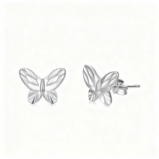 Brincos borboleta em ouro branco 10K