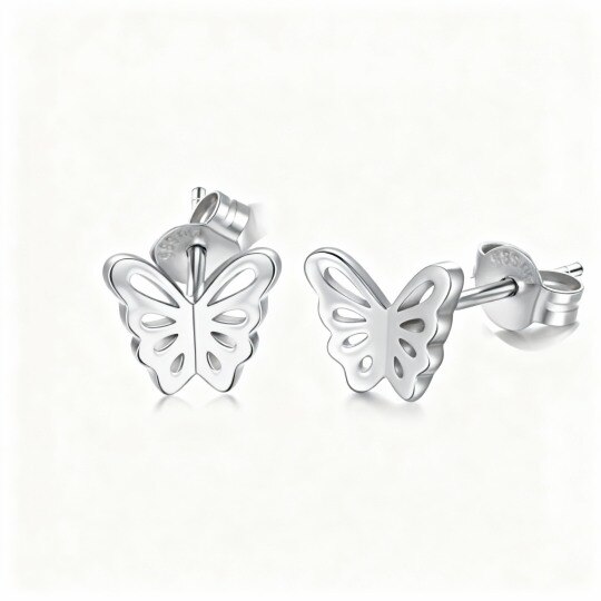 Brincos borboleta em ouro branco 10K
