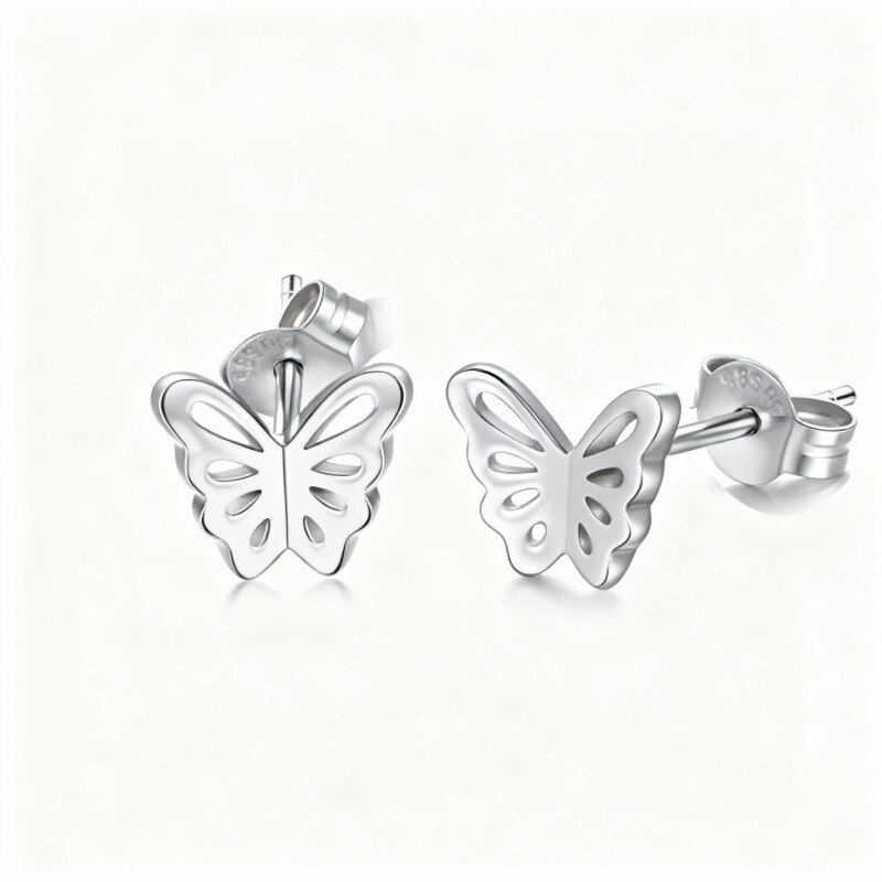 Boucles d'oreilles papillon en or blanc 10 carats-1