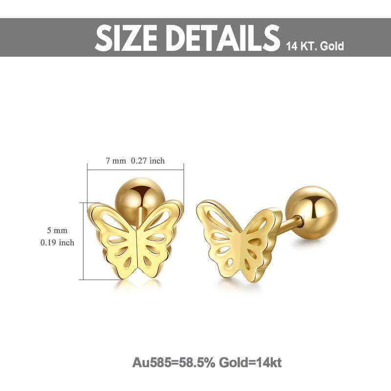 14K Gold Butterfly Stud Earrings-7