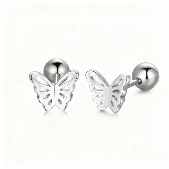 Brincos borboleta em ouro branco 10K
