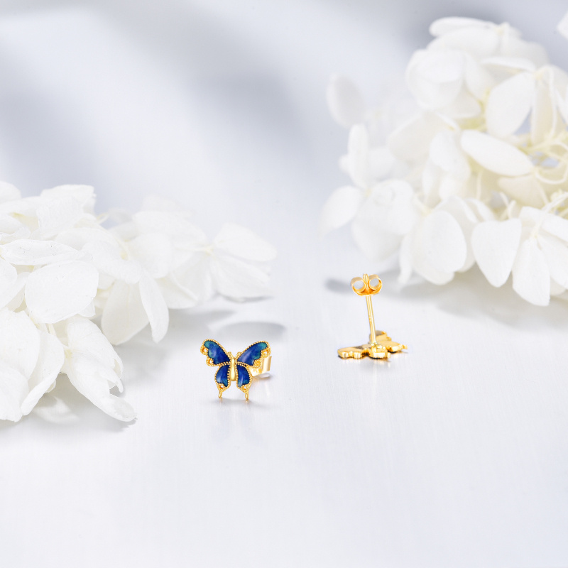 Platinum with White Gold Plated Butterfly Stud Earrings-4