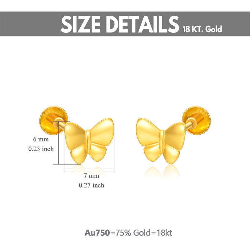 Pendientes de mariposa de platino con baño de oro blanco-5