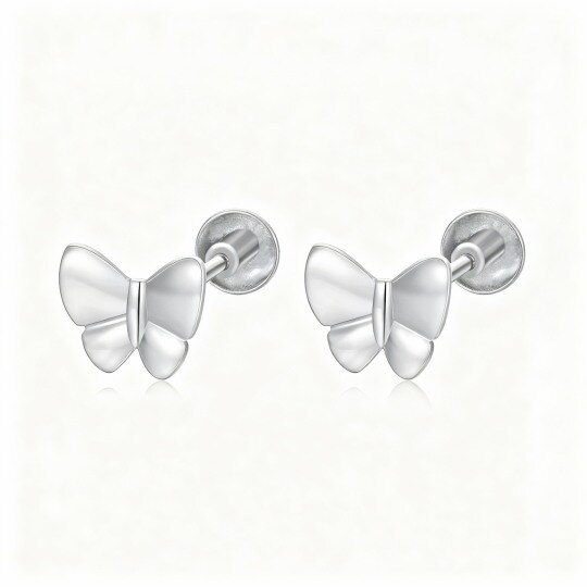 Brincos borboleta em ouro branco 10K