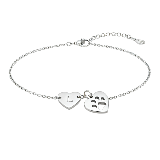 10K White Gold Cat & Dog & Footprints Charm Bracelet