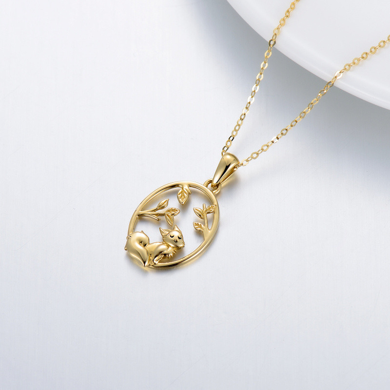 Platinum with White Gold Plated Cat & Leaves Pendant Necklace-4