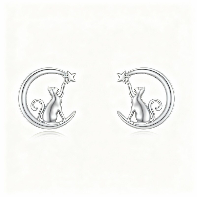 YFN Boucles D'Oreilles Chat Ou Bouledogue Français Argent Sterling - Cadeaux Pour Femmes Et Filles