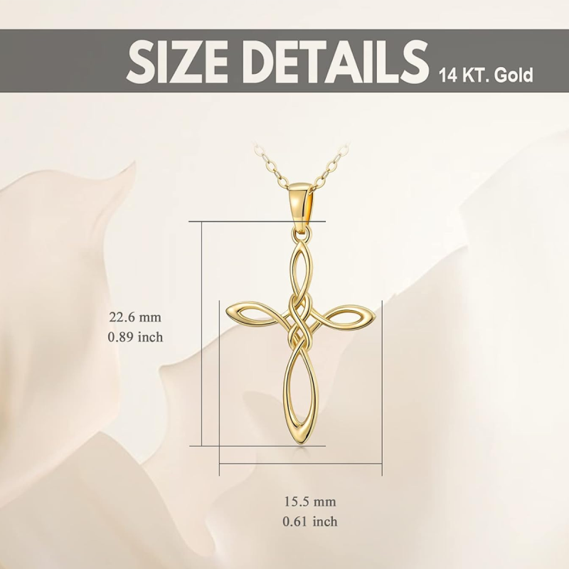 Collar con colgante de nudo celta y corazón en oro de 14 quilates-4