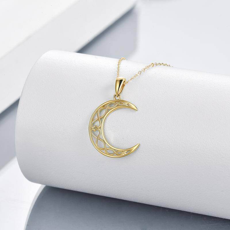 Collar con colgante de nudo celta y luna en oro de 14 quilates-3