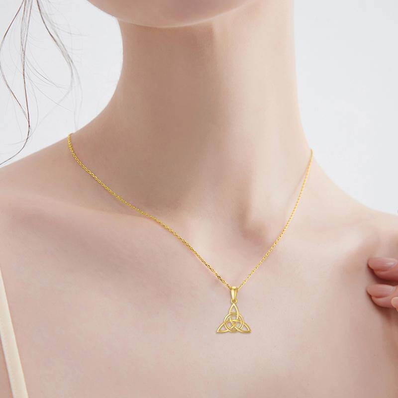 Collar con colgante de nudo celta en oro rosa de 14 quilates-2