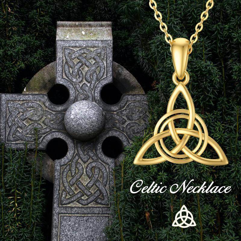 Collar con colgante de nudo celta en oro rosa de 14 quilates-5