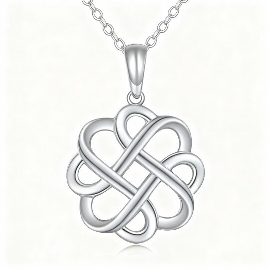 Collier pendentif nœud celtique en or blanc 14 carats
