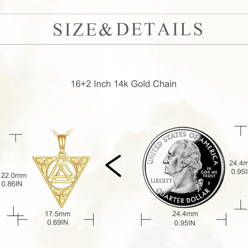 Collier en or 14 carats avec nœud celtique et triangle pour femme-4