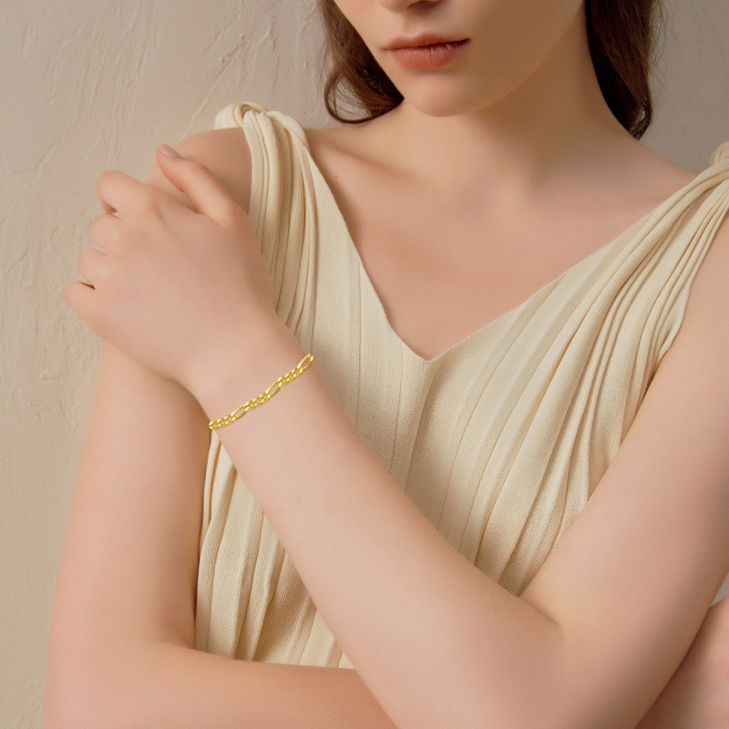 18K Gold Figaro Chain Bracelet-2
