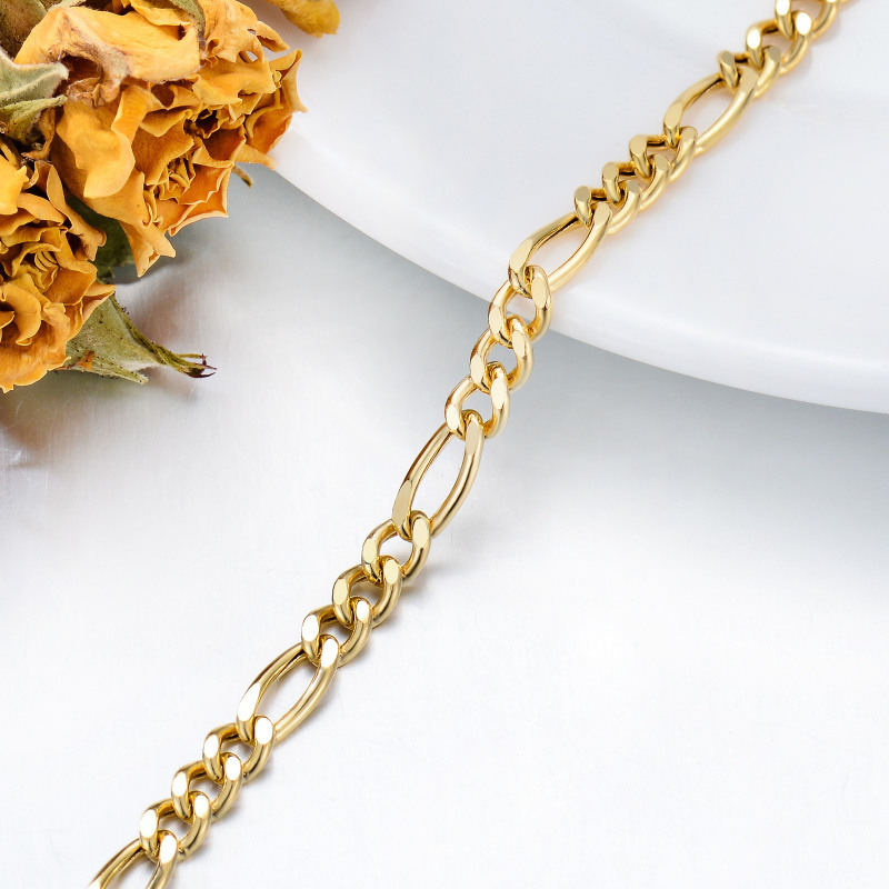 18K Gold Figaro Chain Bracelet-4