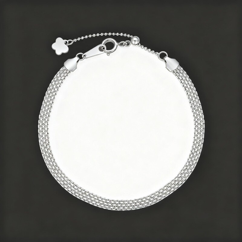 Bracelet en platine avec chaîne plaquée or blanc-1