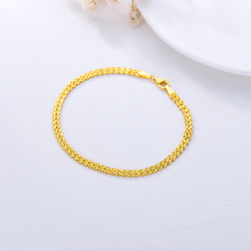 Pulsera de cadena con espiga de trigo de oro de 14 quilates-3