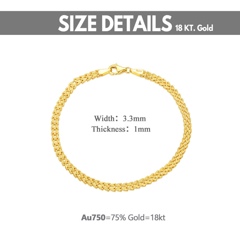 Pulsera de cadena con espiga de trigo de oro de 14 quilates-5