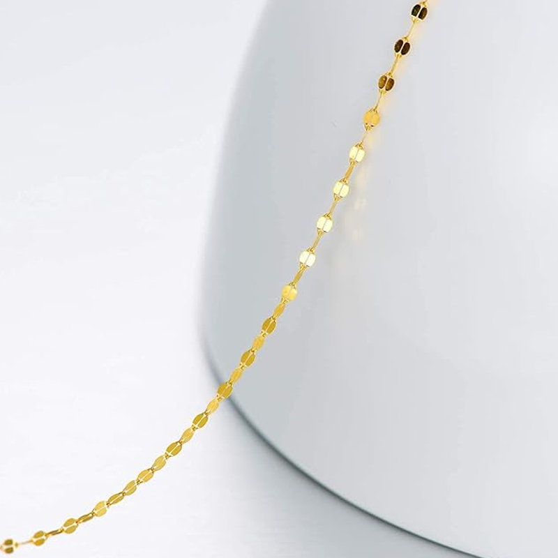 Collar de cadena de eslabones con espejo de oro de 18 quilates para mujer-4