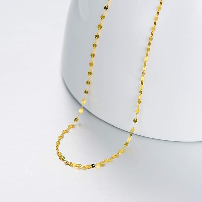 Collar de cadena de eslabones con espejo de oro de 18 quilates para mujer-5