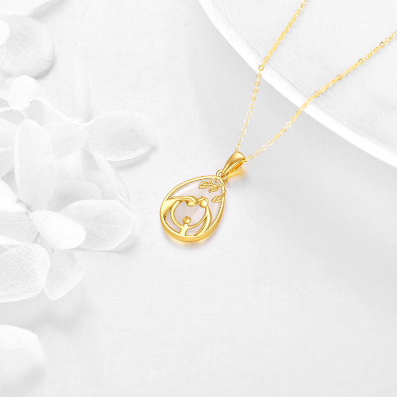 14K Gold Chalcedony Parents & Children Pendant Necklace-4