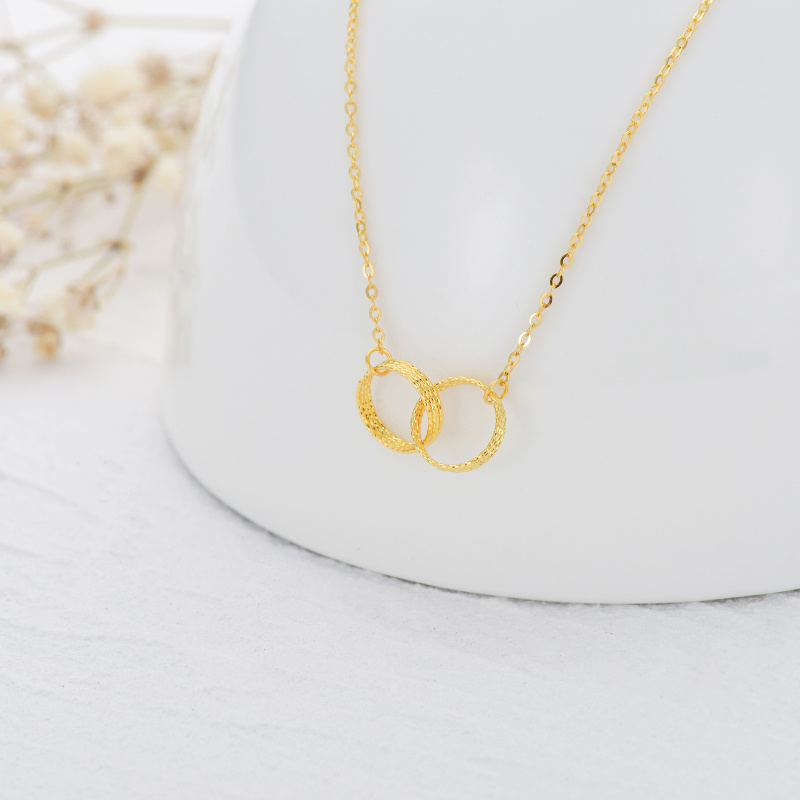 14K Rose Gold Circle Circle Pendant Necklace-3