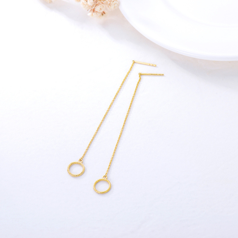 18K Gold Circle Drop Earrings-4