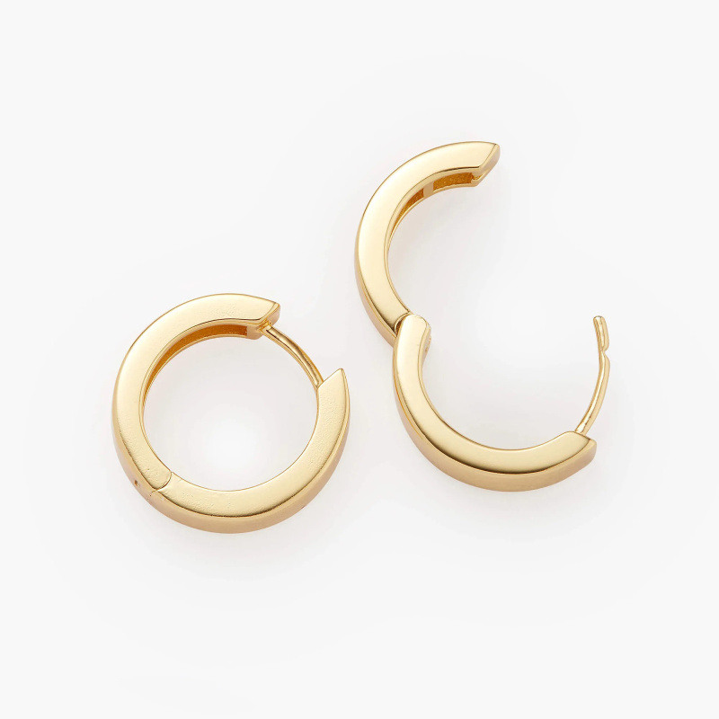 Boucles d'oreilles créoles rondes en or blanc 14 carats-3